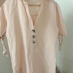 zara linen beach cover up with buttons